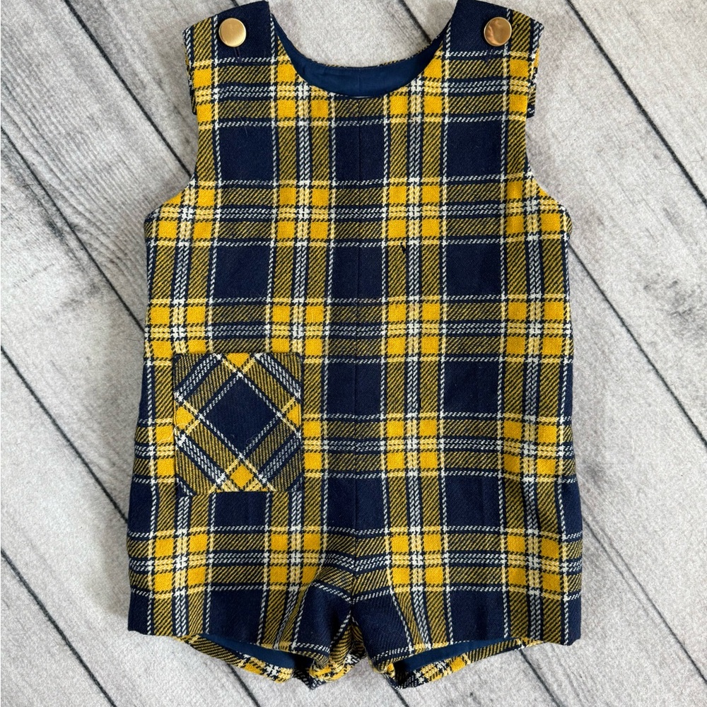 Florence Eiseman Toddler Boys Jon Jon, Sz. 3T, Yellow and Blue, Wool, GUC!